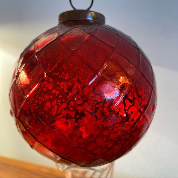 Antique Ruby Red Mercury Glass German Kugel Christmas Ornament Rare 134 Grams - Picture 4 of 9